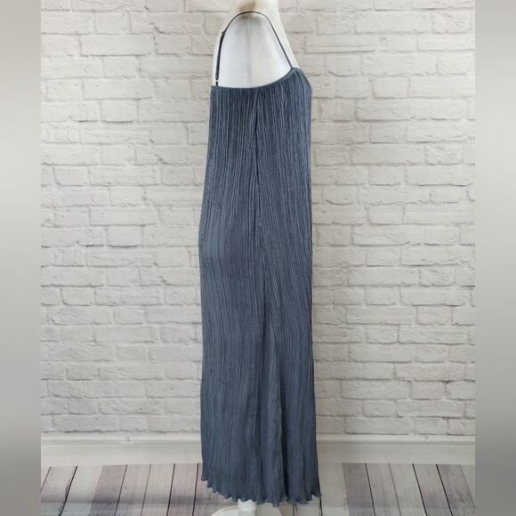 ME Madewell Women's Teapot Blue Goldie Plisse Tank Slip Midi Column Dress NWT 0 - Picture 2 of 11